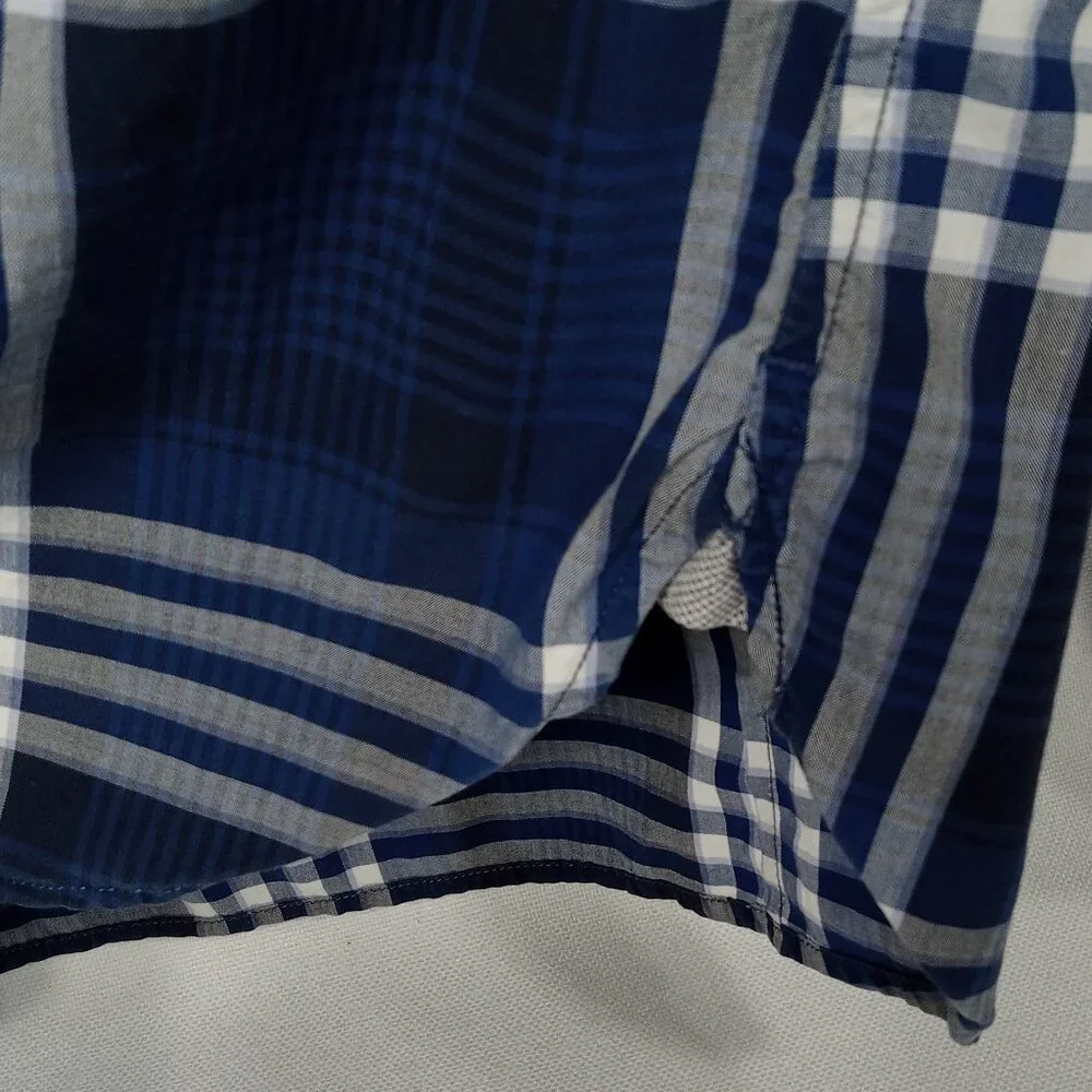 BANANA REPUBLIC Men's Blue Plaid Long Sleeve Shirt Size Medium